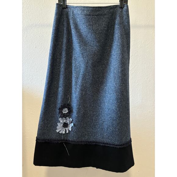 Bonnie & Norma Vintage Y2K Midi Skirt Wool Silk Blend A-Line Grey Office Career - Picture 1 of 6